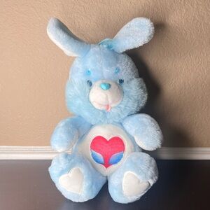 Vintage 1984 Care Bear Cousins Swift Heart Rabbit Plush 15” Blue Bunny Winged